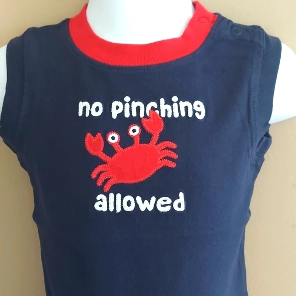 Gymboree tank bodysuit onesie No Pinching Allowed Crab 🦀- navy blue - 6-12mos